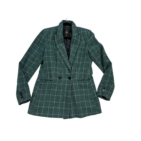 House of Harlow 1960 Jackets & Blazers - House of Harlow 1960 Blazer Womens Small Green Excellent Plaid Wool Blend Jacket
